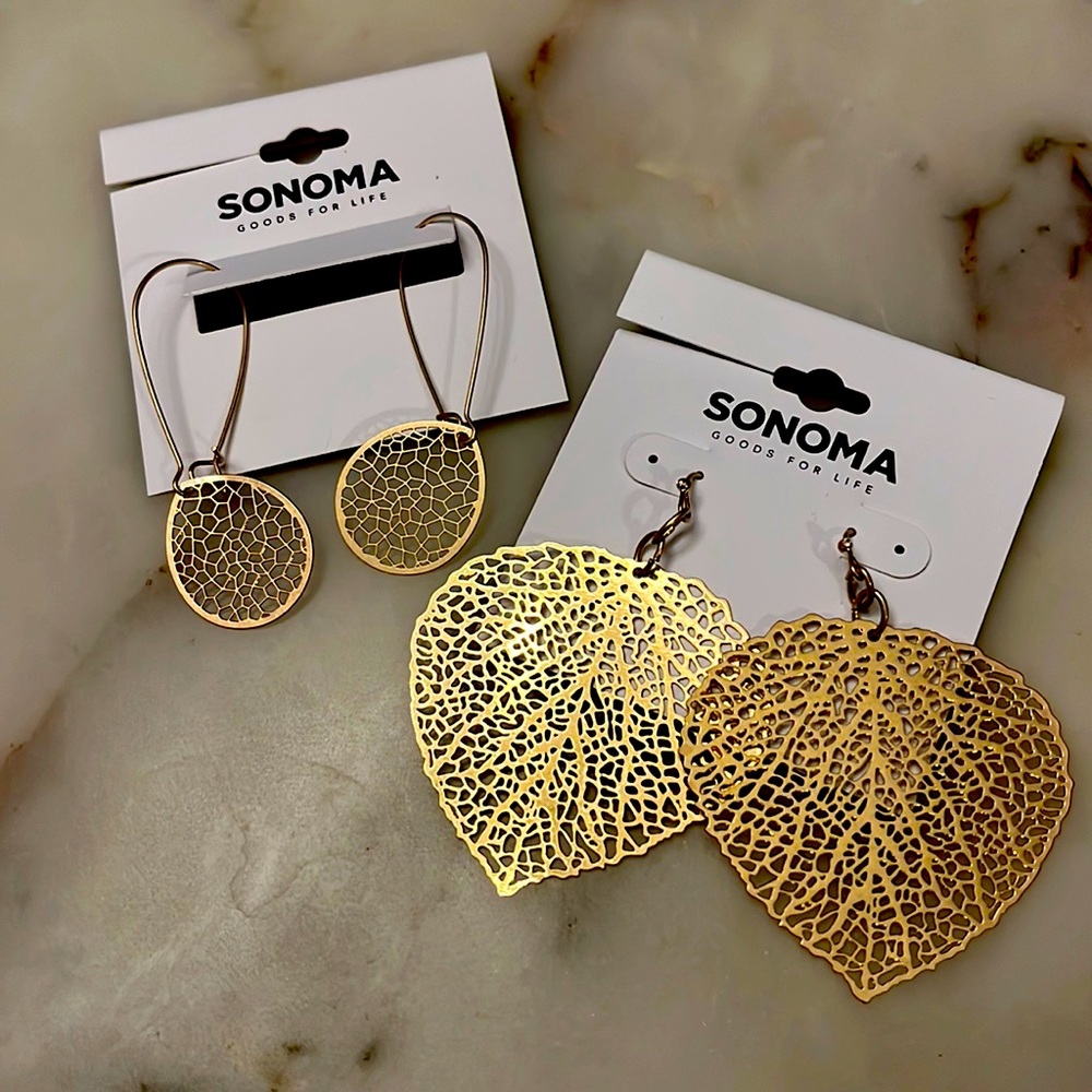 NWT Fall/Halloween Leaf Web, Sonoma Brand Earrings 2 pairs